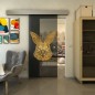Glasschiebetür ECO-LINE - Fineprint Modell 121 Gold auf Grauglas Glasschiebetür ECO-LINE - Fineprint Modell 121 Gold auf Grauglas