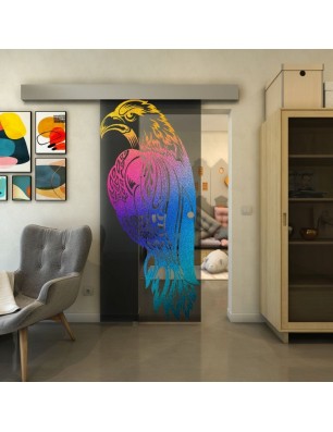 Glasschiebetür ECO-LINE - Fineprint Model 122 Verlauf auf Grauglas