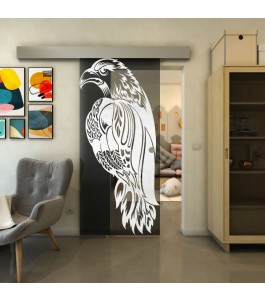 Glasschiebetür ECO-LINE - Fineprint Model 122 Weiss auf Grauglas