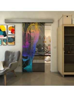 Glasschiebetür ECO-LINE - Fineprint Model 123 Verlauf auf Grauglas
