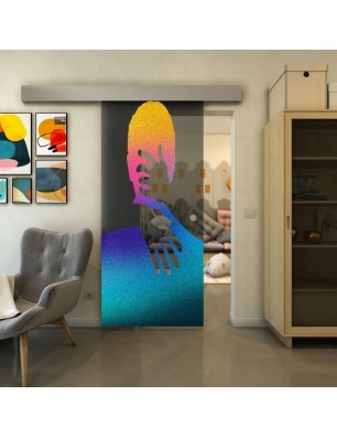 Glasschiebetür ECO-LINE - Fineprint Model 124 Verlauf auf Grauglas
