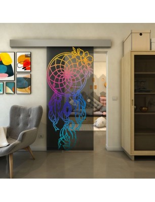 Glasschiebetür ECO-LINE - Fineprint Model 125 Verlauf auf Grauglas