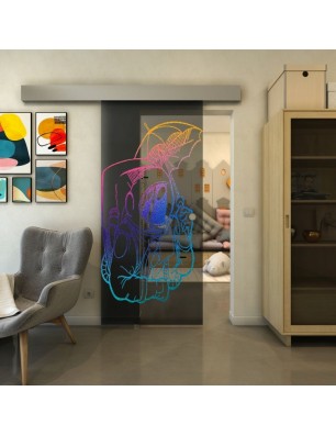 Glasschiebetür ECO-LINE - Fineprint Model 126 Verlauf auf Grauglas