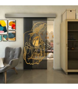 Glasschiebetür ECO-LINE - Fineprint Model 126 Gold auf Grauglas