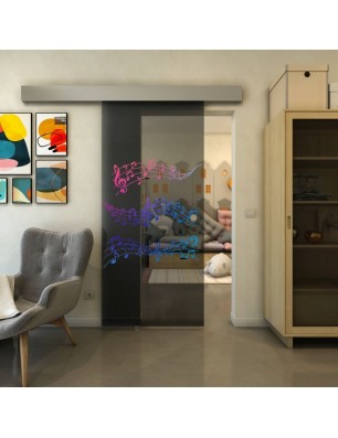 Glasschiebetür ECO-LINE - Fineprint Model 128 Verlauf auf Grauglas