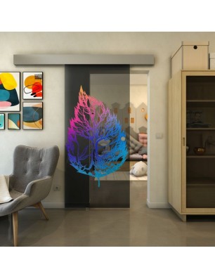 Glasschiebetür ECO-LINE - Fineprint Model 130 Verlauf auf Grauglas