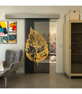 Glasschiebetür ECO-LINE - Fineprint Model 130 Gold auf Grauglas