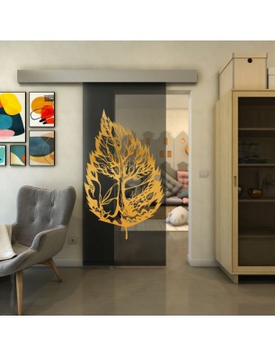 Glasschiebetür ECO-LINE - Fineprint Model 130 Gold auf Grauglas