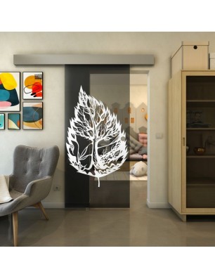 Glasschiebetür ECO-LINE - Fineprint Model 130 Weiss auf Grauglas