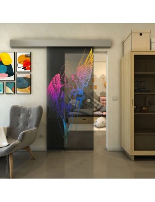 Glasschiebetür ECO-LINE - Fineprint Model 131 Verlauf auf Grauglas