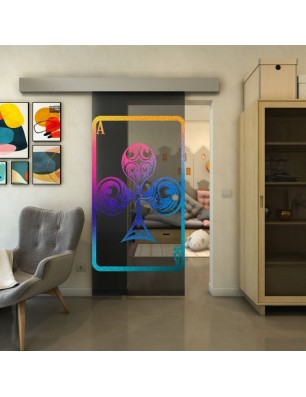 Glasschiebetür ECO-LINE - Fineprint Model 135 Verlauf auf Grauglas