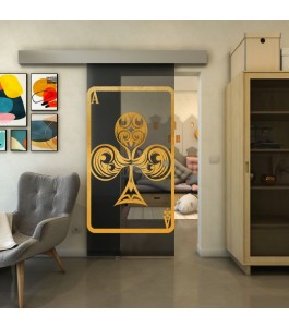 Glasschiebetür ECO-LINE - Fineprint Model 135 Gold auf Grauglas