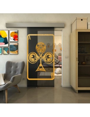 Glasschiebetür ECO-LINE - Fineprint Model 135 Gold auf Grauglas
