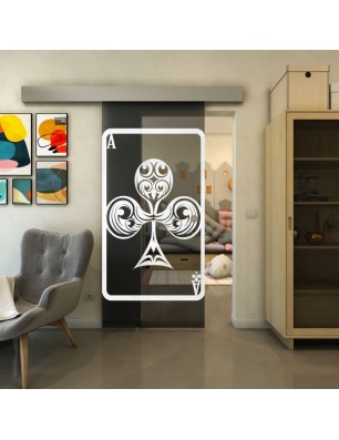 Glasschiebetür ECO-LINE - Fineprint Model 135 Weiss auf Grauglas