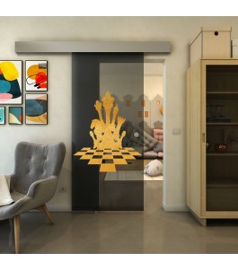 Glasschiebetür ECO-LINE - Fineprint Model 136 Gold auf Grauglas