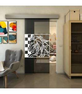 Glasschiebetür ECO-LINE - Fineprint Model 137 Weiss auf Grauglas
