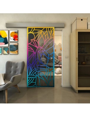 Glasschiebetür ECO-LINE - Fineprint Model 148 Verlauf auf Grauglas