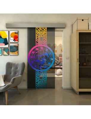 Glasschiebetür ECO-LINE - Fineprint Model 151 Verlauf auf Grauglas