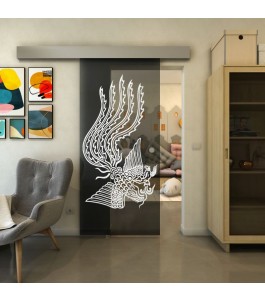 Glasschiebetür ECO-LINE - Fineprint Model 157 Weiss auf Grauglas