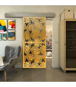 Glasschiebetür ECO-LINE - Fineprint Model 158 Gold auf Grauglas