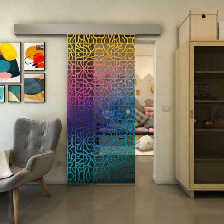 Glasschiebetür ECO-LINE - Fineprint Model 161 Verlauf auf Grauglas