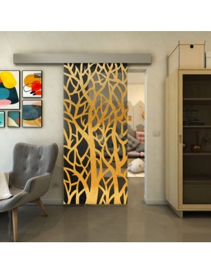 Glasschiebetür ECO-LINE - Fineprint Model 167 Gold auf Grauglas