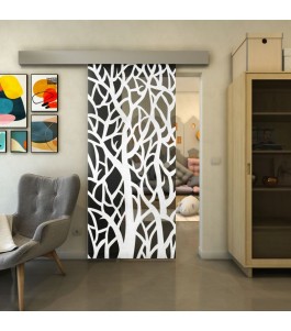 Glasschiebetür ECO-LINE - Fineprint Model 167 Weiss auf Grauglas