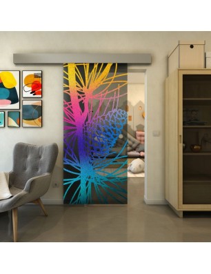 Glasschiebetür ECO-LINE - Fineprint Model 169 Verlauf auf Grauglas