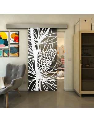 Glasschiebetür ECO-LINE - Fineprint Model 169 Weiss auf Grauglas
