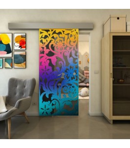 Glasschiebetür ECO-LINE - Fineprint Model 170 Verlauf auf Grauglas