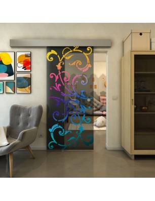 Glasschiebetür ECO-LINE - Fineprint Model 171 Verlauf auf Grauglas