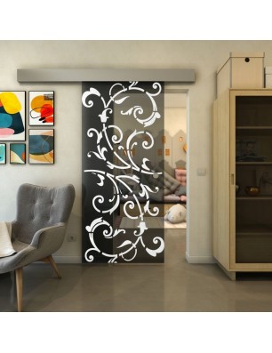 Glasschiebetür ECO-LINE - Fineprint Model 171 Weiss auf Grauglas