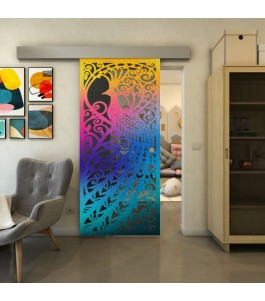 Glasschiebetür ECO-LINE - Fineprint Model 172 Verlauf auf Grauglas