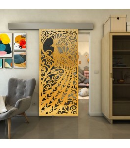 Glasschiebetür ECO-LINE - Fineprint Model 172 Gold auf Grauglas