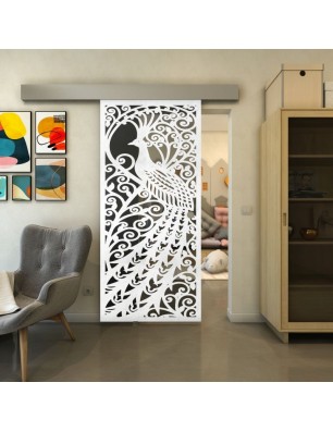 Glasschiebetür ECO-LINE - Fineprint Model 172 Weiss auf Grauglas