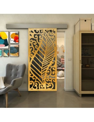 Glasschiebetür ECO-LINE - Fineprint Model 173 Gold auf Grauglas