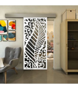 Glasschiebetür ECO-LINE - Fineprint Model 173 Weiss auf Grauglas