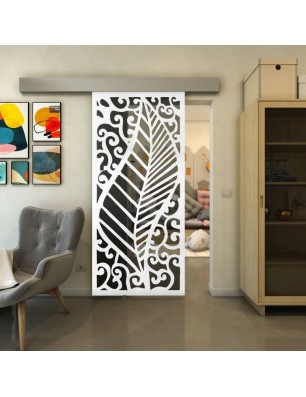 Glasschiebetür ECO-LINE - Fineprint Model 173 Weiss auf Grauglas