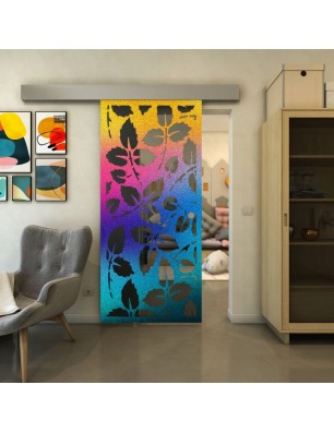 Glasschiebetür ECO-LINE - Fineprint Model 175 Verlauf auf Grauglas
