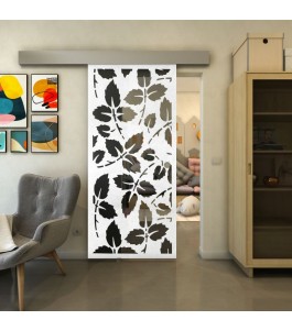 Glasschiebetür ECO-LINE - Fineprint Model 175 Weiss auf Grauglas