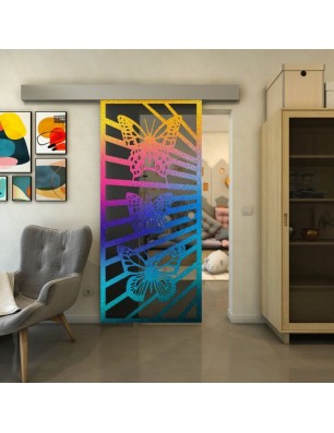 Glasschiebetür ECO-LINE - Fineprint Model 176 Verlauf auf Grauglas