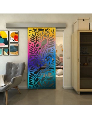 Glasschiebetür ECO-LINE - Fineprint Model 177 Verlauf auf Grauglas