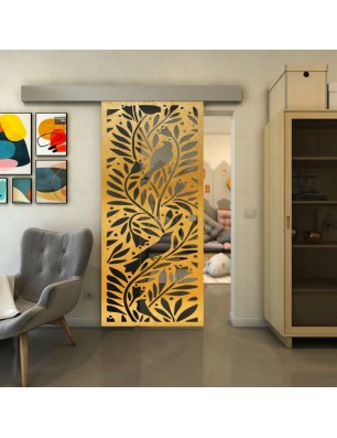Glasschiebetür ECO-LINE - Fineprint Model 177 Gold auf Grauglas