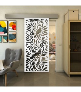Glasschiebetür ECO-LINE - Fineprint Model 177 Weiss auf Grauglas
