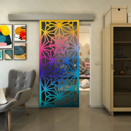 Glasschiebetür ECO-LINE - Fineprint Model 178 Verlauf auf Grauglas
