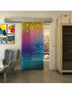 Glasschiebetür ECO-LINE - Fineprint Model 180 Verlauf auf Grauglas
