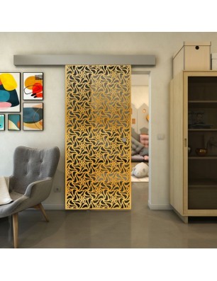 Glasschiebetür ECO-LINE - Fineprint Model 180 Gold auf Grauglas