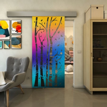 Glasschiebetür ECO-LINE - Fineprint Model 182 Verlauf auf Grauglas