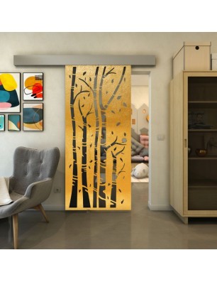 Glasschiebetür ECO-LINE - Fineprint Model 182 Gold auf Grauglas