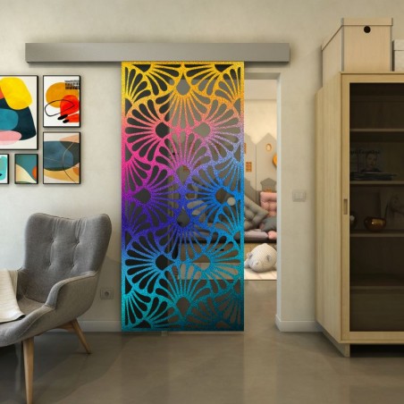 Glasschiebetür ECO-LINE - Fineprint Model 183 Verlauf auf Grauglas